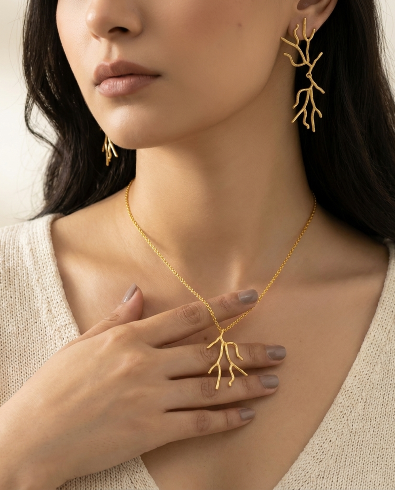 Twig Pendant And Chain + Twig Earring