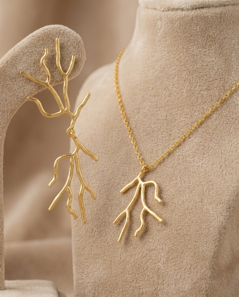 Twig Pendant And Chain + Twig Earring