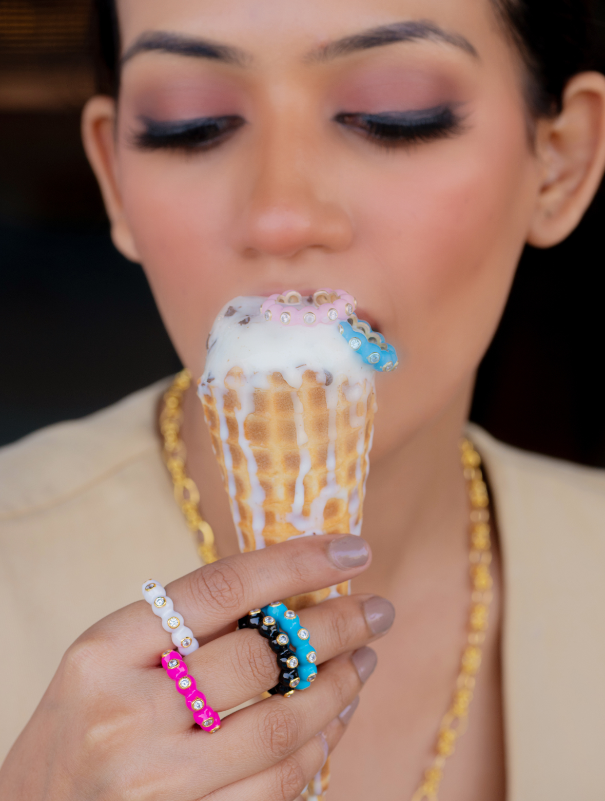 Audrey enamel rings