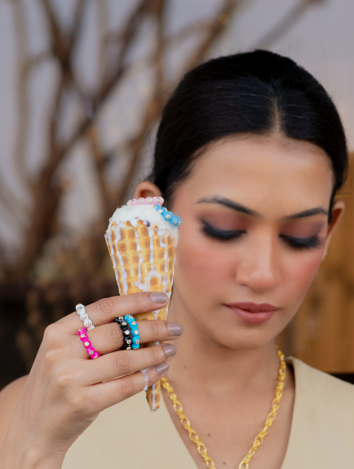 Audrey enamel rings
