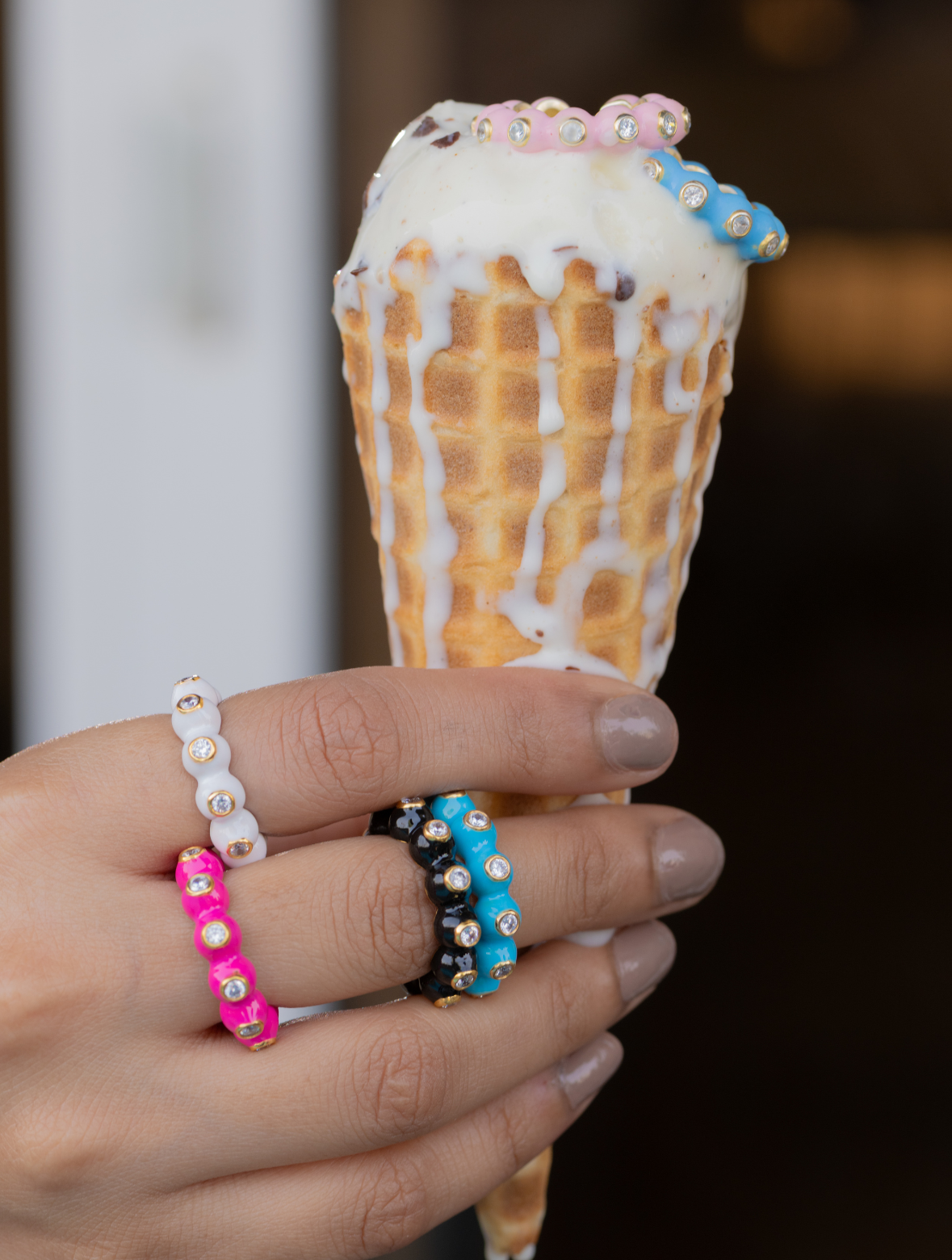 Audrey enamel rings