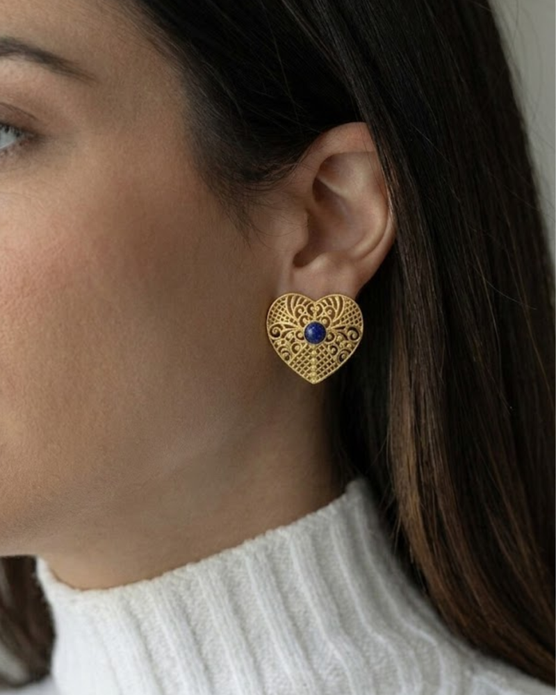 Lapis Heart Stud
