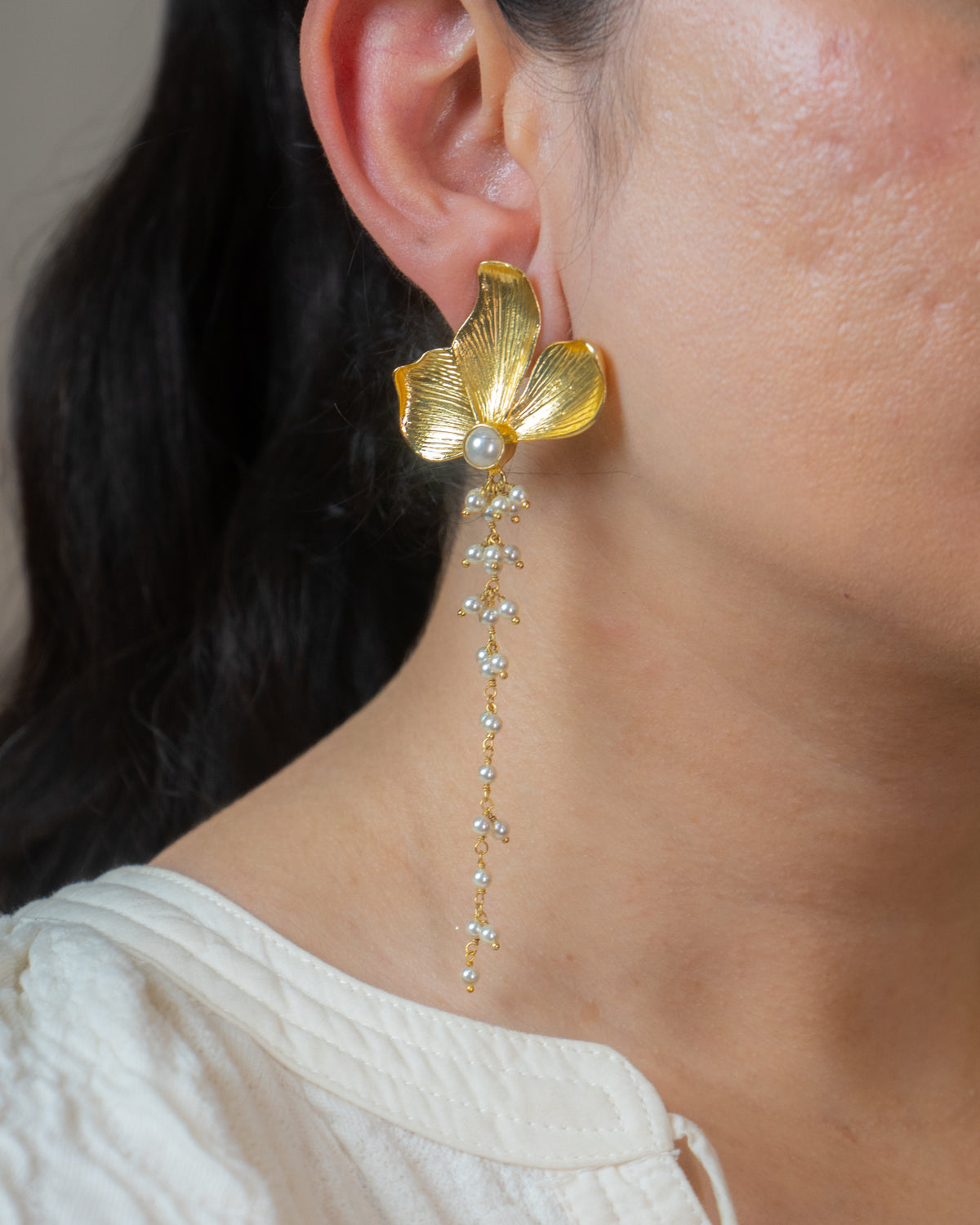 Leafy Pearl Earring
