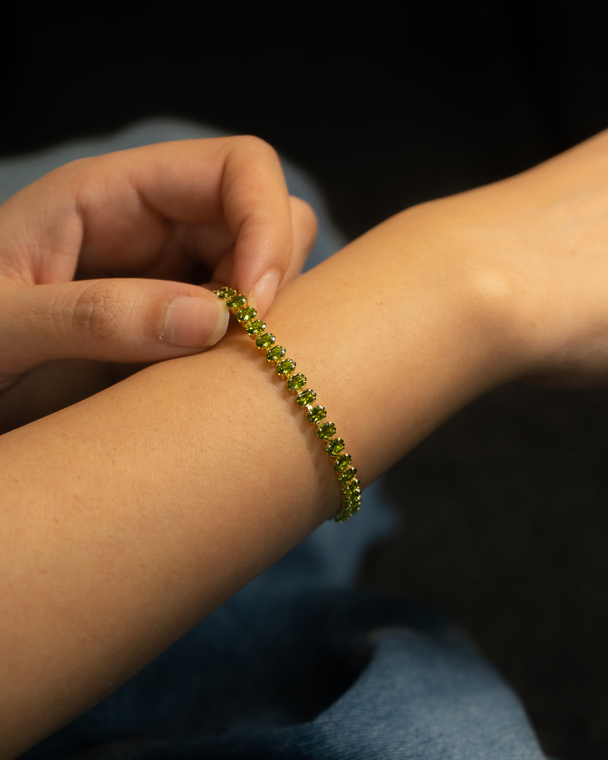 Olive Tennis Bracelet