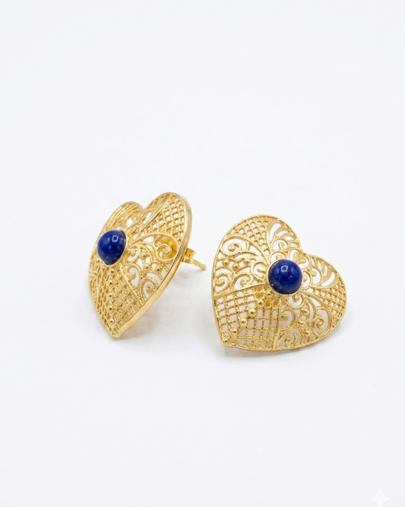 Lapis Heart Stud
