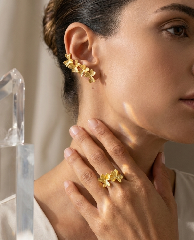 Sakura Ring + Sakura Earcuff