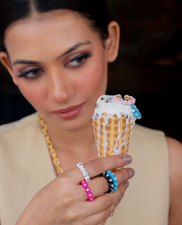 Audrey enamel rings