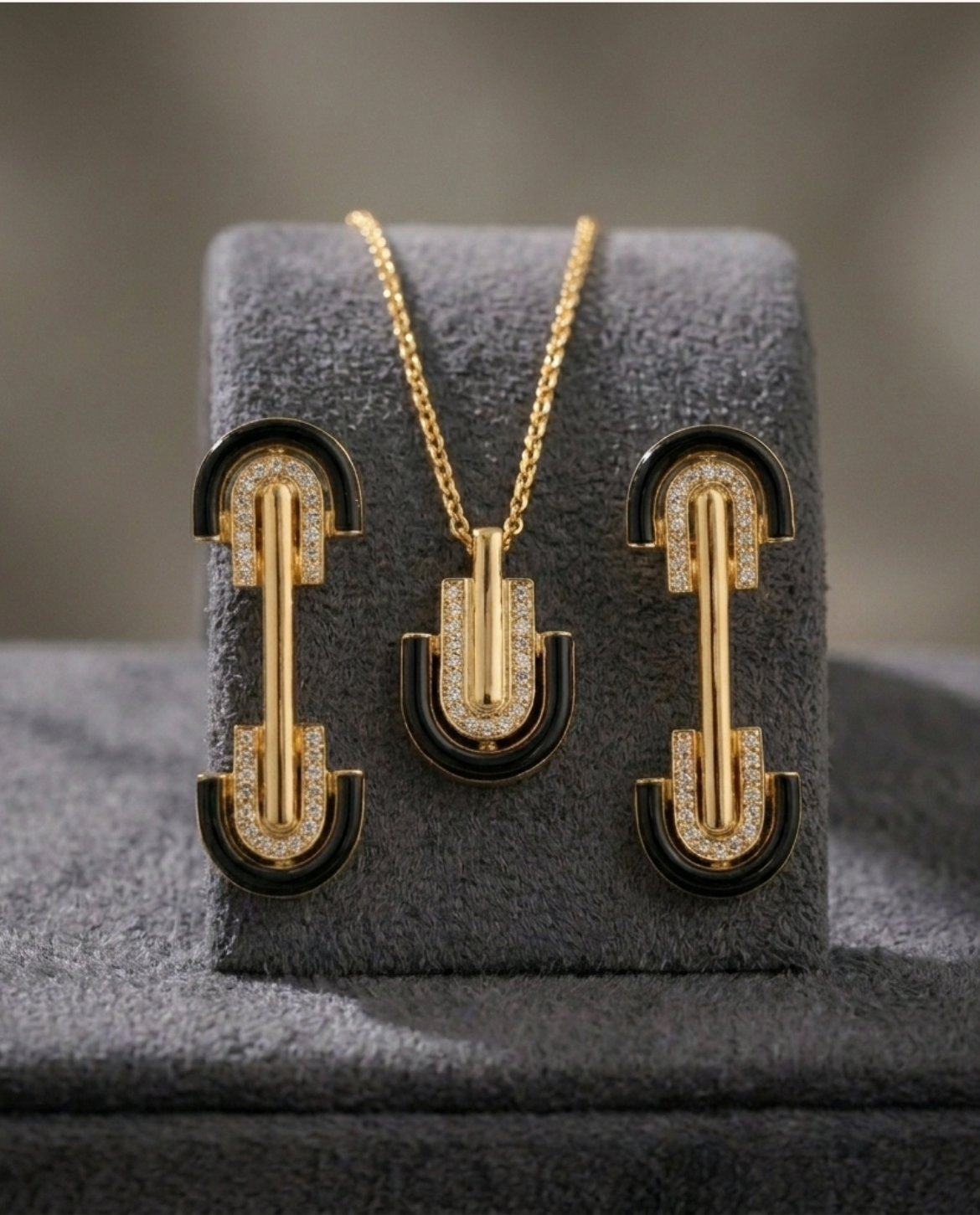 Victorian Enamel Pendant + Victorian Enamel Zircon Earring