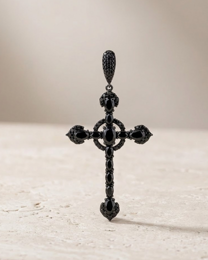 Cross Onyx Earring