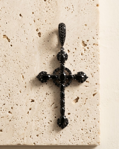 Cross Onyx Earring