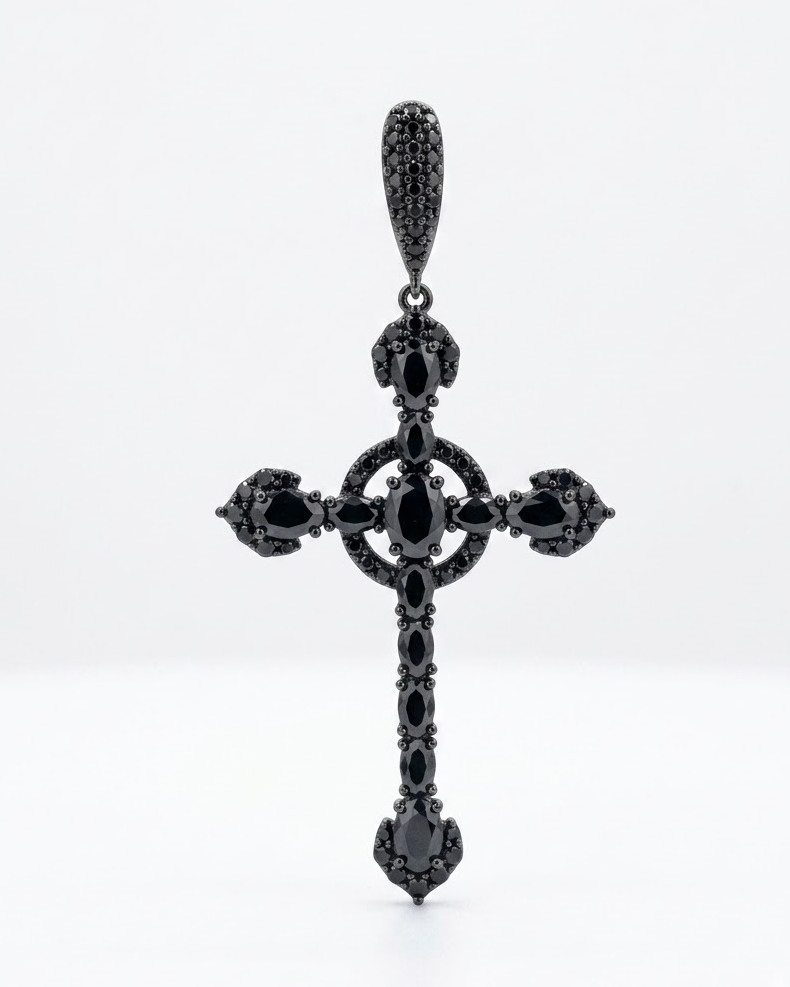 Cross Onyx Earring