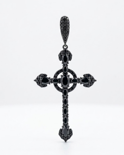 Cross Onyx Earring